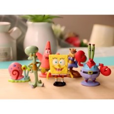 Conjunto de spongebob spongebob figurestório 6 pçs. Personagens de um bob-esponja de conto de fadas para diversão e coleção de d