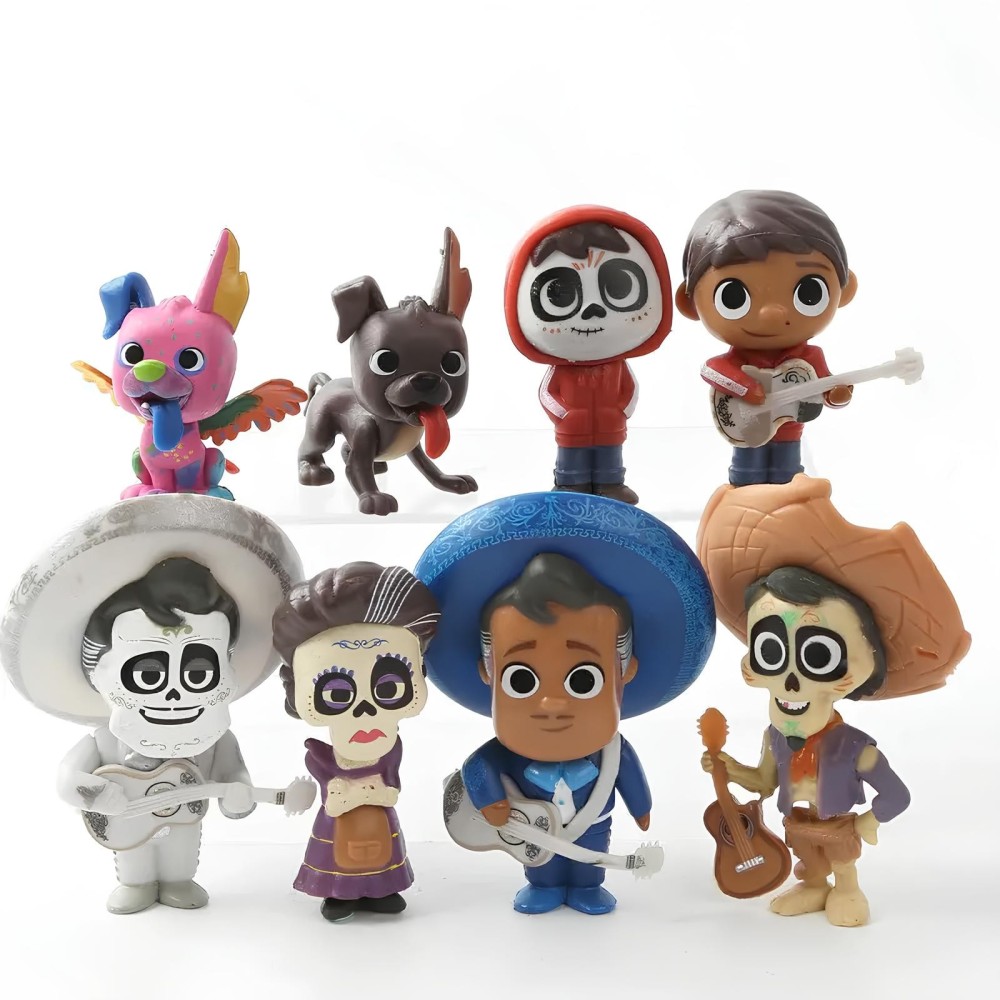 Súbor údajov z rozprávkového rozprávku s tajomstvom Coco 8 kusov dekoratívnych figúrkov z filmu COCO Ideálne pre fanúšikov animá