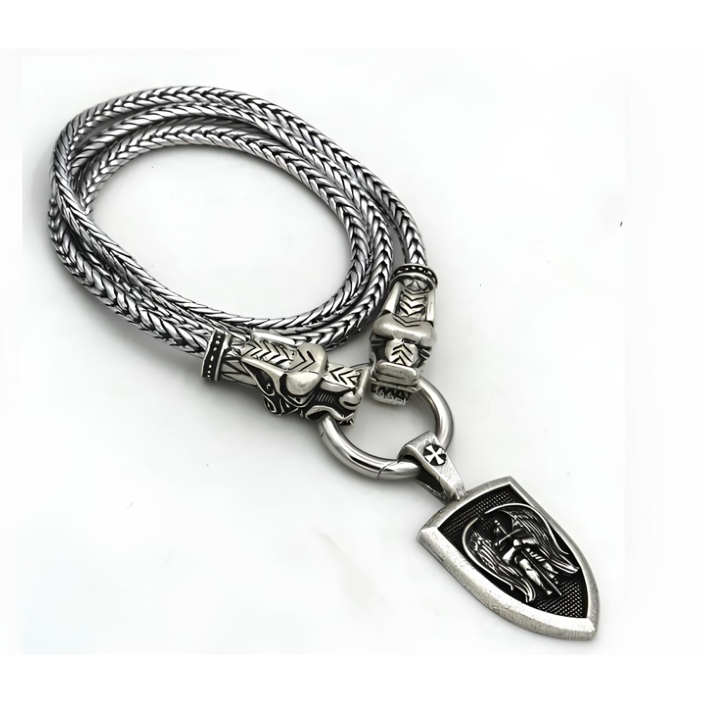 Pendentif pour hommes avec pendentif en chaîne Archange michał 60 cm