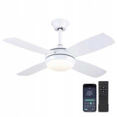 Fãs de teto com LED 107 cm, controle da aplicação, 6 velocidades