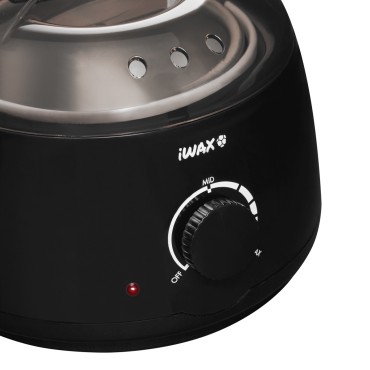 Aquecedor de cera iWAX 100 preto — close-up dos controlos