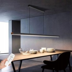 Senfay Lampada a sospensione a LED 52 in 150 cm con telecomando, nero
