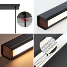 Senfay LED Hængende lampe 52 i 150cm med fjernbetjening, sort