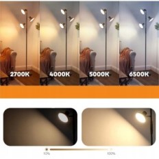 Lámpara de suelo regulable Sibrille 36W 2500lm LED 2700K-6500k negro