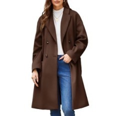 Women's long coat Grace Karin Single-color winter coffee brown XL