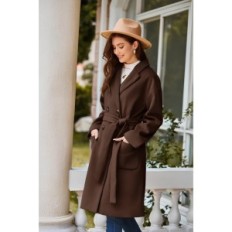 Kvinders Lange frakke Grace Karin Single-Color Winter Coffee Brown XL