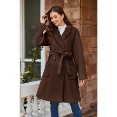 Kvinders Lange frakke Grace Karin Single-Color Winter Coffee Brown XL