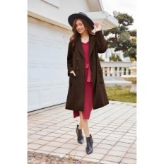 Kvinders Lange frakke Grace Karin Single-Color Winter Coffee Brown XL