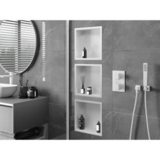 Mexen X-Wall-R Shelf Cubic Collar 30x30 Vit badrumshylla med aluminiumpulverbelagd aluminium