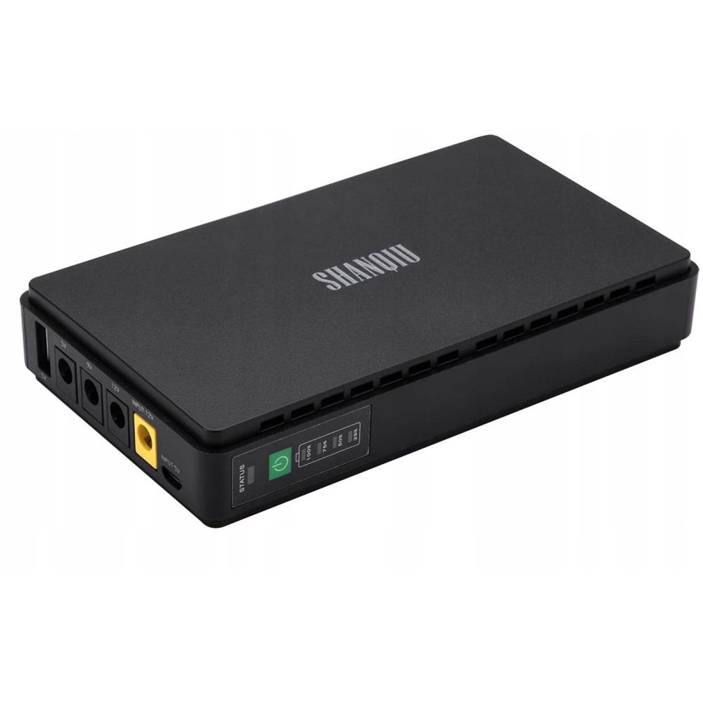 Powerbank Shanqiu router, modem 10000 mAh 5V 9V 12V 2A (37Wh), fekete