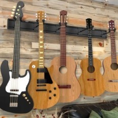 Support mural en aluminium pour quai de guitares pour 5 guitares