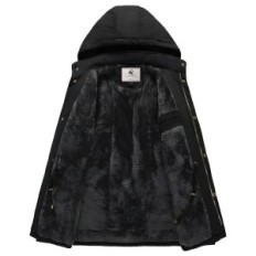 Jaqueta de inverno masculina Uoixc à prova de vento com preto destacável preto, l