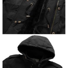 Men's Winter Jacket Uoixc Windproof with Detachable Hooded Black, L