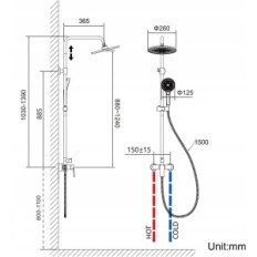 Auural Sprcha sada, s výškovým nastavením 1-1,39 m, chrom
