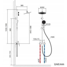 AURURAL Duschuppsättning, med höjdjustering 1-1.39 m, Chrome