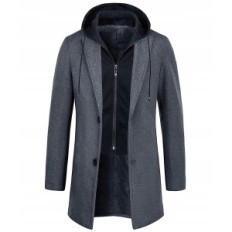 Abrigo de lana para hombres Ktwolena, Gray, XXL