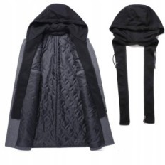 Menns Woolen Coat Ktwolena, Grey, XXL