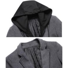 Pánské vlněné kabáty Ktwolena, Gray, XXL