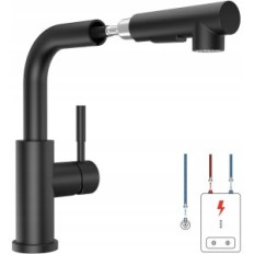 LONHEO LS205 kitchen faucet with extracted shower, stainless, black