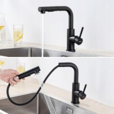 Rubinetto da cucina Lonheo LS205 con doccia estratta, acciaio inossidabile, nero