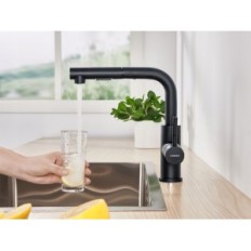 LONHEO LS205 køkkenhaner med ekstraheret brusebad, rustfrit, sort