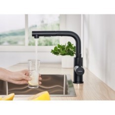 LONHEO LS205 køkkenhaner med ekstraheret brusebad, rustfrit, sort