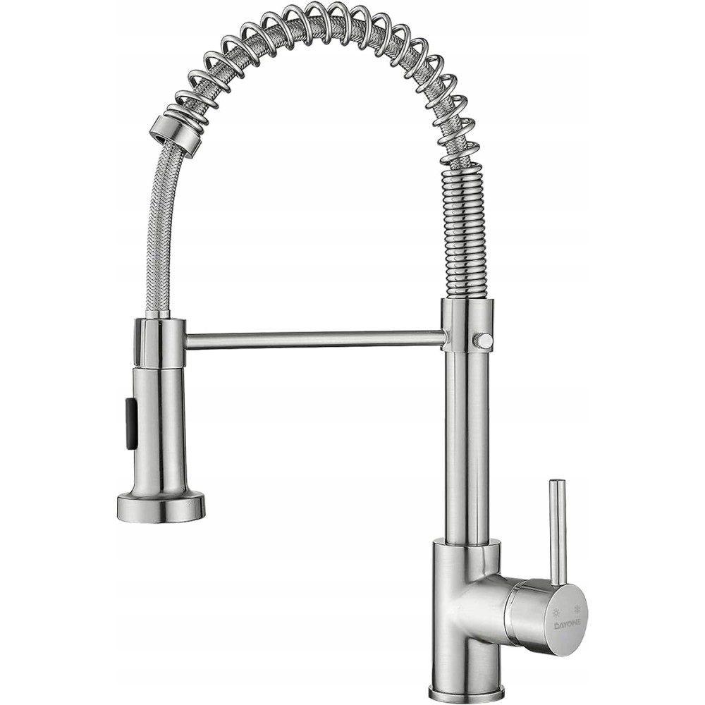 Dayone G8101bn Grifo de cocina, girado por 360 °, acero inoxidable, plata