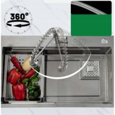 Napi G8101BN konyhai akkumulátor, 360 ° -os forgó, rozsdamentes acél, ezüst