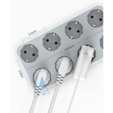 Power Strip Tessan TS-304 8 utičnice + 3 USB 2 m, 3600 W, bijela