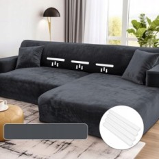 Coque de canapé Wiipar en forme de L, 4 personne, gris foncé
