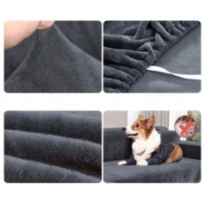 Coque de canapé Wiipar en forme de L, 4 personne, gris foncé