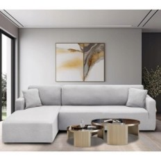 Couvre-lit Chelzen Canapé-lit, Canapé-lit Tapis dans L, 2,3x3,1x0,8 m, gris argenté