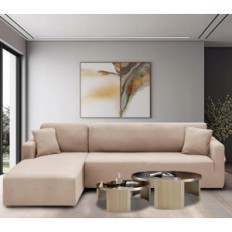 Κρεβάτι Chelzen Καναπές, Καναπές Κρεβάτι σε L, 1,85x2,3x0,8m, Khaki