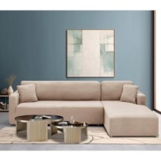 Divano letto di Chelzen, divano letto in l, 1,85x2,3x0,8 m, kaki