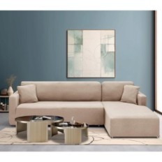 Κρεβάτι Chelzen Καναπές, Καναπές Κρεβάτι σε L, 1,85x2,3x0,8m, Khaki