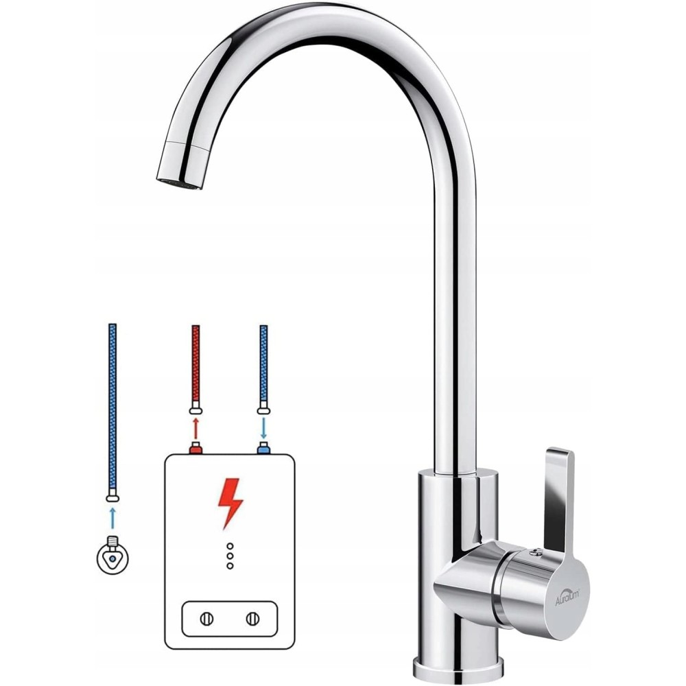 Robinet à basse pression pour chauffe-eau Auralum, laiton chromé