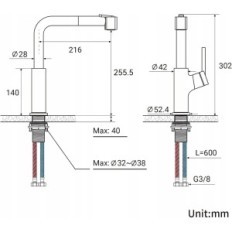 LONHEO LKB0501 kitchen faucet with two streams, chrome