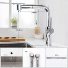 Lonheo lkb0501 torneira de cozinha com dois córregos, cromo