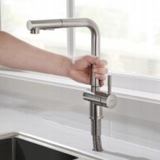 Kitchen faucet with a low spout AURALUS JBG0508, stainless steel.