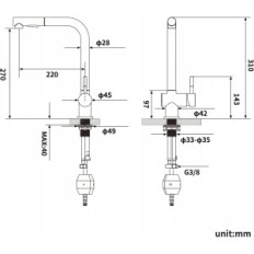 Auralus JBG0506 Küchenbatterie, Edelstahl