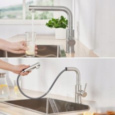 Mélangeur de cuisine à basse pression coulissante LONHEO LS205, argent