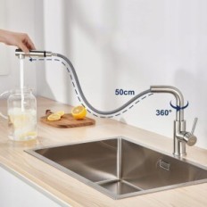 Žemo slėgio virtuvės maišytuvas stumdomas lonheo ls205, sidabro