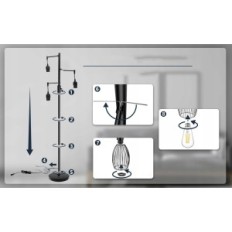 Shibay podlahová lampa s Dimmable 3 žárovky v Sada LED 8W 800lm E27 třída F