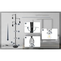 Shibay vloerlamp met dimbare 3 bollen in set LED 8W 800LM E27 klasse F