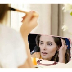 Digital Vækkeur Sham, 7-tommer LED-vækkeur med spejl, USB, Golden