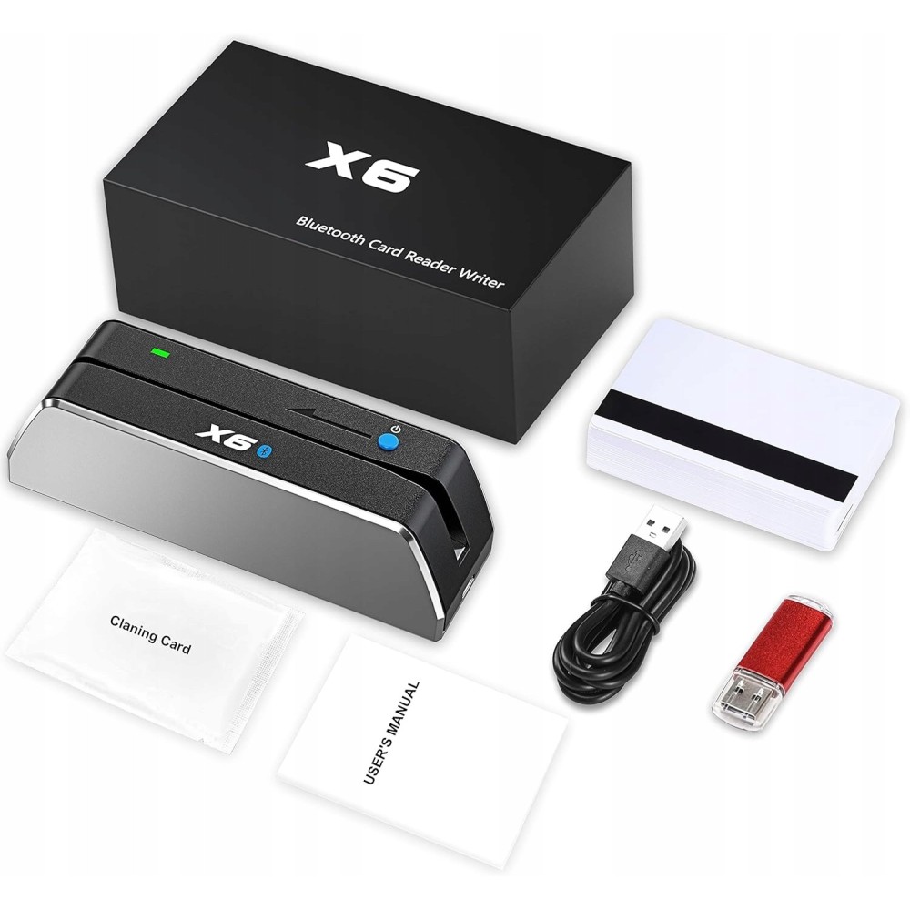 Kreditkortlæser Lethiema MSR606 med Bluetooth + 20 kort, brugt