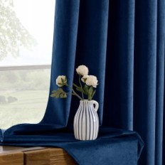 Cortina de terciopelo corta de Miulee 145x140cm, conjunto de 2 piezas azul oscuro