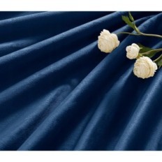 Short Miulee Velvet Curtain 145x140cm, Set of 2 pieces Dark Blue