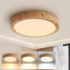 Lâmpada de teto LED Baerolc Ry-0040-40cm, de madeira, 40 cm, 28 W, 3000-6000k