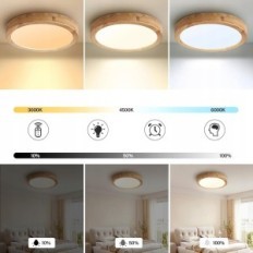 Lámpara de techo LED Baerolc RY-0040-40 CM, de madera, 40 cm, 28 W, 3000-6000K